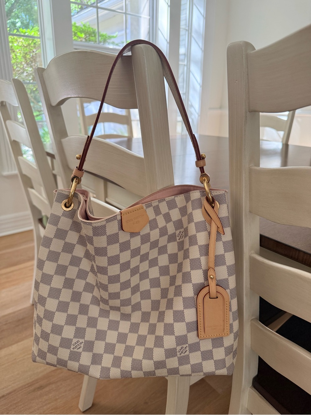 Louis Vuitton Damier Azur Graceful PM with rose ballerine interior - Picture 2 of 15